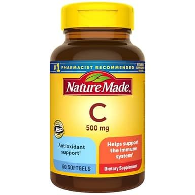 Nature Made Vitamin C 500 mg, Dietary Vitamin C Supplement for Immune Support, 60 Softgels, 60 Day Supply