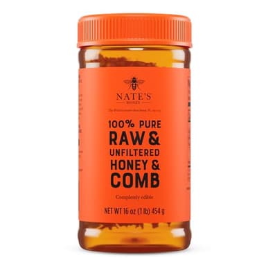 Nate's 100% Pure Raw & Unfiltered Honey and Comb - 16oz. Jar