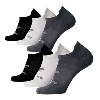 Brooks Run-In No Show Socks I Comfort Fit, Unisex, Performance Running Socks (6-Pack Set) - Asphalt/White/Black - L