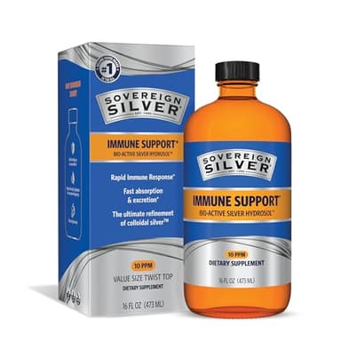 Sovereign Silver Bio-Active Silver Hydrosol for Immune Support - Colloidal Silver Liquid -10 ppm, 16oz (473mL) - Value Size