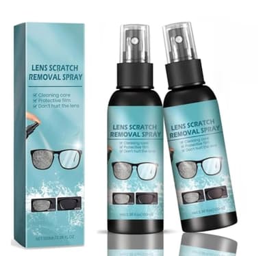 2PCS Lens Scratch Remover Spray,with Cleaning Lense and Removing Screen Scratch,Glasses Polishing Cleaning Fluids Kit,Scratch Repair Tool for Eyeglass and Sunglasses