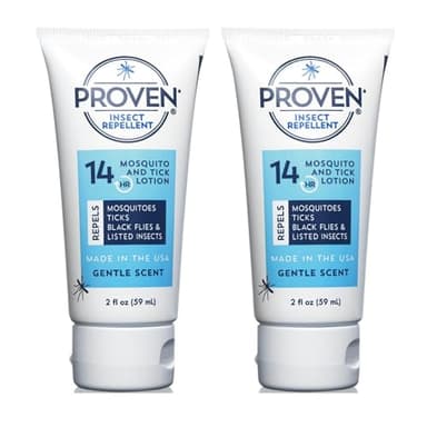 Proven Insect Repellent Lotion, Keep Mosquitoes, Ticks and Flies Off, DEET Alternative Repellent, Up to 14-Hour Protection, Great for Camping or Hiking, 2 Ounce, Gentle Scent Lotion, 2 Pack