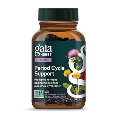 Gaia Herbs Period Cycle Support - Supports Hormone Balance & PMS Relief* - Herbal Supplement with Vitex Berry & Schisandra - Free from Gluten, Dairy & Soy - 60 Vegan Capsules (60 Servings)