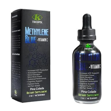 K TROPIX Methylene Blue + Vitamin C - USP Pharmaceutical Grade Methylene Blue Drops - High Purity Formulation - 2 oz Bottle