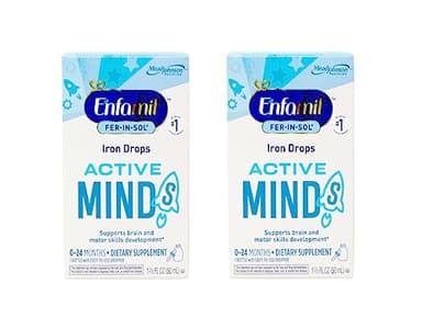 Enfamil Fer-In-Sol Iron Supplement Drops for Infants & Toddlers, Supports Brain Development, 50 mL Dropper Bottle, Pack of 2