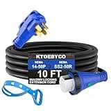 50 Amp RV Extension Cord 10 ft 250V Heavy Duty STW 6/3+8/1 Gauge Pure Copper RV Power Cord, Twist Lock ETL Listed NEMA 14-50P to SS2-50R Cable with Power Indicator& Polarity Lamp