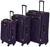 American Tourister Pop Max Softside Luggage with Spinner Wheels, Purple, 3-Piece Set (21/25/29)