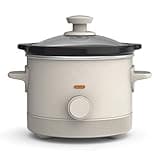 bella 1.5 Qt Slow Cooker with 3 Heat Manual Control, EverGood™ Ceramic Nonstick Coating, Dishwasher Safe Stoneware Pot and Tempered Glass Lid, Tangle Free Cord Wrap & Cool Touch Handles, Oatmilk