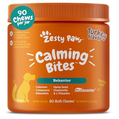 Zesty Paws Calming Chews for Dogs - for Everyday Stress, Relaxation, Composure, and Separation Turkey 90 Count