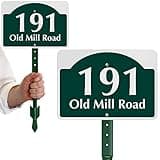SmartSign 7 x 10 inch Custom House Address Yard Sign with 18 inch Stake (Dome Design), 40 mil Reflective Rustproof Aluminum With UV-Proof Overcoat, Choose Color, Set of 1, Made in USA