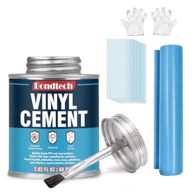 Vinyl Cement with Brush, PVC Cement High Strength, Watertight Seal Vinyl Glue, Flexible Bond for Inflatables, PVC, Pool Liners, Tarps, Hot Tubs, Air Mattresses (2 OZ)