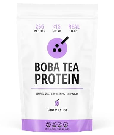 Taro Milk Tea | 25g Grass-Fed Whey Protein Isolate Powder | Gluten-Free & Soy-Free Bubble Tea Protein Drink | Real Ingredients & Lactose-Free Protein Drink | 19 Servings