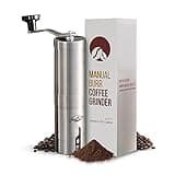 JavaPresse Manual Stainless Steel Coffee Grinder - 18 Adjustable Settings, Portable Conical Burr Grinder for Camping, Travel, Espresso - With Hand Crank