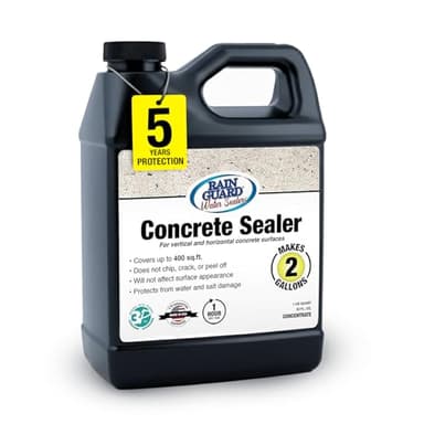 Rain Guard Concrete Sealer Concentrate | Makes 2 Gallon | Natural Finish | Deep Penetrating Protection Against Water and Salt Damage for All Concrete Surfaces | Silane/Siloxane Waterproofer