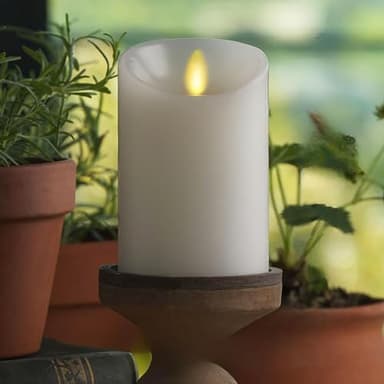 Luminara - Flameless LED Battery Operated Flickering Pillar Candles - White - Pack of 1-3x4.5 - Realistic Moving Flame Real Wax Indoor/Outdoor Decor