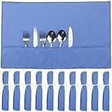 ZEDAOTC 10 Pcs Silverware Organizer,Silver Storage Cloth Felt Flatware Organizer, Silver Protector Bags, Place Setting Roll with Stylish White Ribbon for All Kitchen Cutlery Utensil