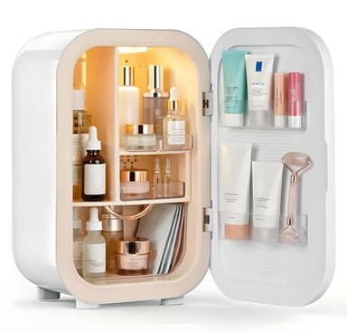 Kikihouse 22L Mini Skincare Fridge, Beauty Fridge for Cosmetic Storage, 44°F Intelligent Temperature Control, Personal Small Makeup Refrigerator for Bedroom, Dorm