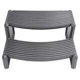 HECASA Spa Step Hot Tub 2-Step Universal Outdoor Indoor Step Stool Pool Ladder Plastic Slip Resistant Striped - Dark Gray