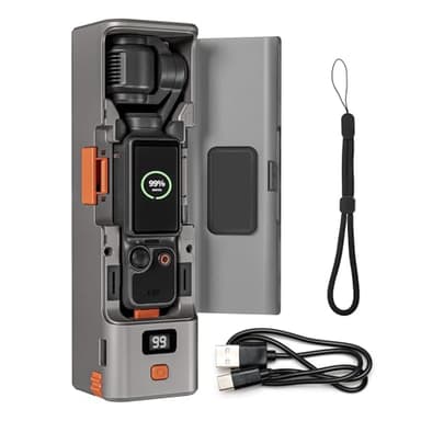YDW Charging Case/Battery Quick Charger for DJI Osmo Pocket 3,Built in 9000mAh Extra Battery 20W Fast Charging,Digital Display,with Storage Space for Memory Cards and Filters