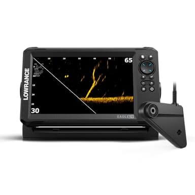 Lowrance Eagle Eye 9 Live Sonar FishFinder/Chartplotter with Transom-Mount Transducer and Preloaded C-MAP Inland Charts, 9-inch IPS Screen, Black, 000-16129-001