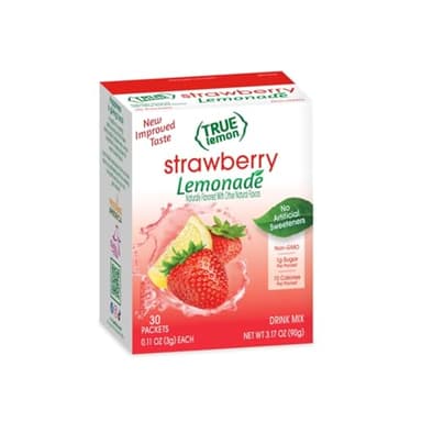 True Lemon Strawberry Lemonade 30ct (Pack of 1) - Drink Mix - No Artificial Sweeteners, Low Calorie - Powdered Drink Mixes & Flavors - Water Flavor Packets & Water Enhancer with Stevia