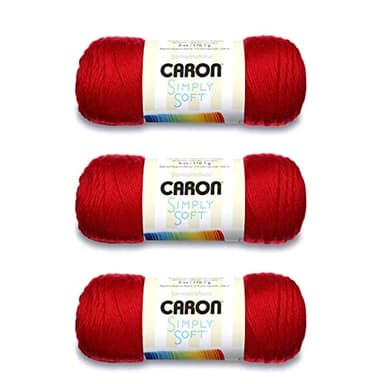 Caron Simply Soft Harvest Red Yarn - 3 Pack of 170g/6oz - Acrylic - 4 Medium (Worsted) - 315 Yards - Knitting/Crochet