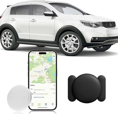Mini GPS Tracker for Vehicles No Monthly Fee,GPS Car Tracker,Hidden Car Tracker with Magnetic Case,Real Time Car GPS Tracker Work with Apple Find My(iOS Only) (1PCS White Tracker, Black Magnetic Case)