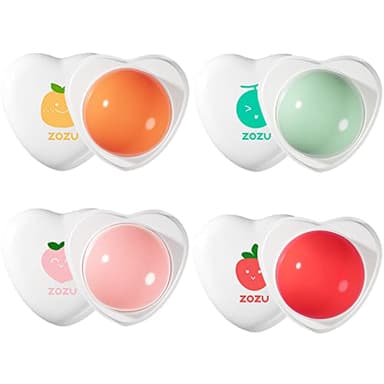4Pcs Fruit Lip Balm Set - Natural Organic Lipsticks, Long Lasting Nutritious Moisturizer, Citrus, Peach, Strawberry, Cantaloupe Flavors