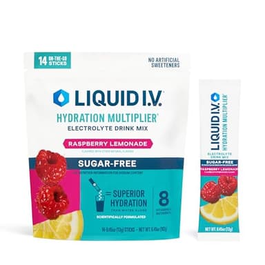 Liquid I.V.® Hydration Multiplier Sugar-Free - Raspberry Lemonade | Electrolyte Powder Drink Mix | 1 Pack (14 Servings)