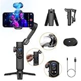 AOCHUAN Gimbal Stabilizer for iPhone, Gimbal w/AI Vision Sensor for Face Tracking, 3-Axis iPhone Gimbal w/OLED Display for Vlog Recording, Compatible with iPhone/Android-Smart AI XPro Black
