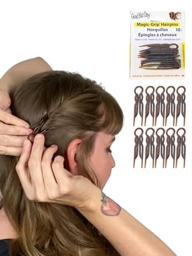 Good Hair Days Hair Pins - 2 1/2" Plastic, U-shaped Magic Grip Hairpins, Strong Durable Pins For Fine, Thick & Long Hair, Styling Accessories - Tortoise Shell, Set of 10