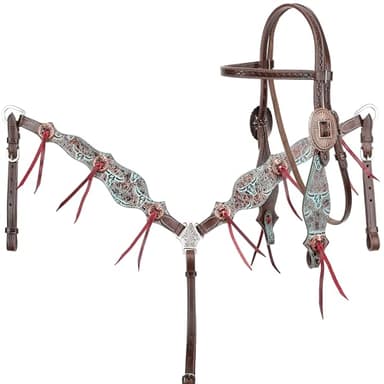 Showman Weathered Steer Browband Headstall & Breast Collar Set