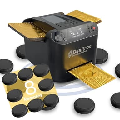 All-in-One Automatic Card Shuffler and Dealer,with 8 Remotes,Programmable Dealer,Card Shuffler 2 Deck,360° Rotation,Ultra Quiet,Rechargeable,up to 12 Players,for All Card Games (Shadow Black)