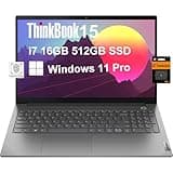 Lenovo ThinkBook 15 Gen 4 Business Laptop (15.6" FHD, 12th Gen Intel 10-Core i7-1255U, 16GB RAM, 512GB SSD), 1080p Webcam, Fingerprint, IST SD Card, Wi-Fi 6, Ethernet, Win 11 Pro, Grey