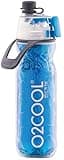 O2COOL Arctic Squeeze Mist 'N Sip Insulated Bottle w/Silicone Spout Cover And Locking Misting Function - 20 oz, Crackle Blue