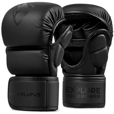 LIBERLUPUS MMA Gloves for Men – Punching Bag Gloves for Men, Open Palm Training Gloves for MMA Sparring, Kickboxing, Muay Thai, Youth Self-Defense, Durable Synthetic Leather with Wrist Support