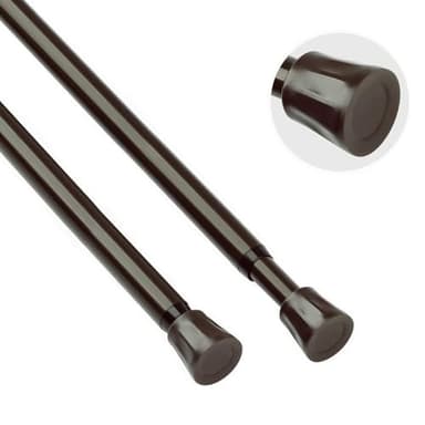 TYRON Curtain Tension Rod 17 to 28 Inch, Adjustable Spring Loaded Curtain Rod, Expandable Window Curtain Rod Tension for Kitchen, Wardrobe, Cupboard, Closet (Bronze, 2 Pack)