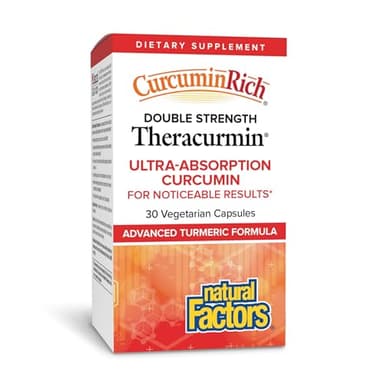 Natural Factors, CurcuminRich Double Strength Theracurmin, 60 mg, Just 1 Capsule Daily, Formulated for Superior Absorption, 30 Count (Pack of 1)