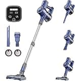 YONNDER Cordless Vacuum Cleaner, 30Kpa, 35Min Runtime, Lightweight Rechargeable Battery Powered Stick Vacuum with Headlight, Anti-Tangle for Pet Hair, Carpet & Floors - E1 (Silver)