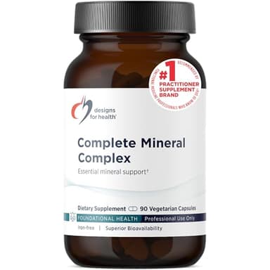 Designs for Health Complete Mineral Complex - Essential + Trace Minerals Supplement with Magnesium Malate, Chromium, Zinc + More - Iron-Free Multi Minerals Blend - Vegan + Gluten Free (90 Capsules)