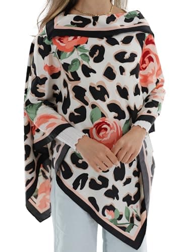 La Fiorentina Animal Print Spring & Summer Poncho 100% Polyester - Black - One Size (26x26)