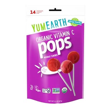 YumEarth Organic Vitamin-C Pops, 14 count, Allergy Friendly, Gluten Free, Non-GMO, Vegan, No Artificial Flavors or Dyes