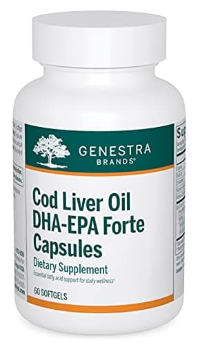 Genestra Brands Cod Liver Oil DHA-EPA Forte Capsules | Blend of DHA, EPA, and Vitamins A and D | 60 Softgels