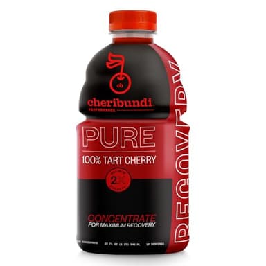 Cheribundi | 100% Tart Cherry Juice Pure Concentrate Multiserve | 32 Fluid Ounce Bottle for Maximum Recovery with 480 Tart Cherries | 100 Calories, 0 Preservatives, Non-GMO | 32 fl oz