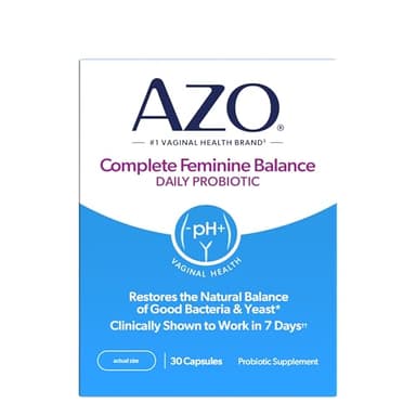 AZO Complete Feminine Balance Daily Vaginal Probiotics for Women, Clinically Proven to Help Protect Vaginal Health, Helps balance pH and yeast, 30 Count