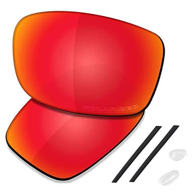 SAUCER Premium Replacement Lenses & Rubber Kits for Oakley Gauge 8 L OO4124 62mm Sunglasses High Defense - Fire Red Polarized
