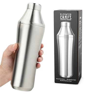 Elevated Craft Hybrid Cocktail Shaker - Premium Vacuum Insulated Stainless Steel Cocktail Shaker - Innovative Measuring System - Martini Shaker for the Home Bartender - 28oz Total Volume