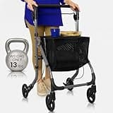 Vive Folding Walker for Seniors - Ultra Lightweight Narrow Rollator for Small Spaces, Tight Doorways - with Tray, Basket, Cupholder - Rolling, Walker with Wheels for Indoor & Outdoor Use