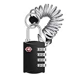 ZHEGE Luggage Lock, TSA Approved Travel Lock, 4 Digit Combination Padlock with Flexible Cable (80cm) for Suitcases, Backpack, Suitcase