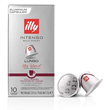 Illy Espresso Compatible Capsules - Single-Serve Coffee Capsules & Pods - Intenso Lungo Dark Roast - Notes Of Cocoa & Dried Fruit Coffee Pods - For Nespresso Coffee Machines – 10 Count